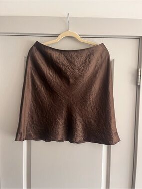 Vince Brown A-Line Satin Skirt